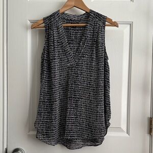 Ann Taylor Black and White V-Neck Blouse